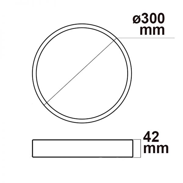 LED Deckenleuchte PRO schwarz, 30W, rund, DN300, ColorSwitch 2700|3000|4000K, dimmbar