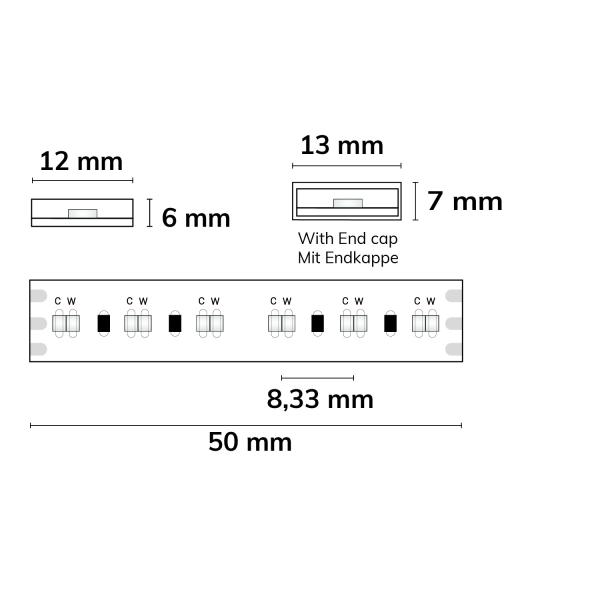 LED AQUA CRI923/950 CCT Flexband, 24V DC, 10W ww | 10W kw, IP68, 5m Rolle, 240 LED/m
