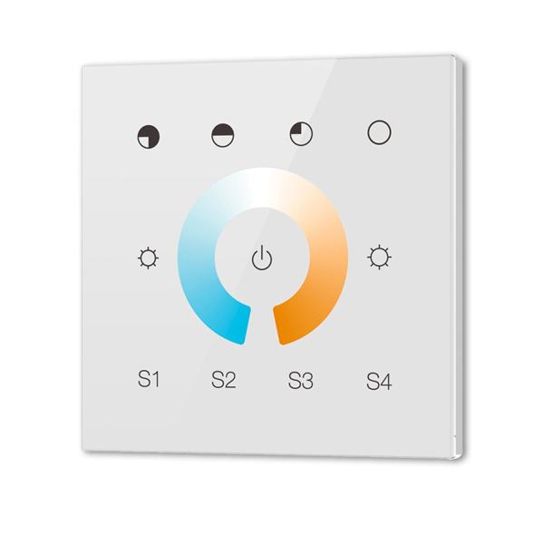 DALI DT8 CCT 1 Gruppe Einbau-Touch Master-Controller, weiß, 230V AC oder DALI-Bus Spannung