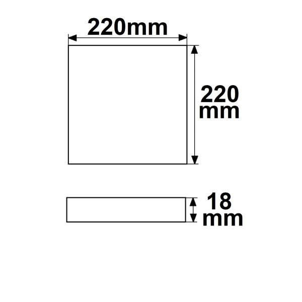 Deckenlampe Slim eckig weiß, 220x220mm, mit PIR-Bewegungssensor, 18W, Trafo integriert, neutralweiß