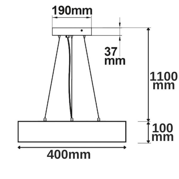 LED Hängeleuchte, DN400, schwarz, 25W, ColorSwitch 3000|3500|4000K, dimmbar