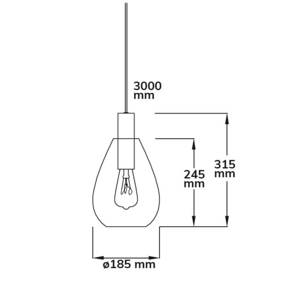 Pendelleuchte, Smoky Glas, E27, 50-300cm, exkl. Leuchtmittel, exkl. Baldachin