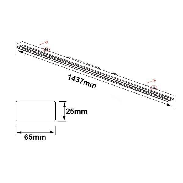 FastFix LED Linearsystem S Modul 1,5m 25-75W, 4000K, 180lm/W, 25° rechts, DALI dimmbar