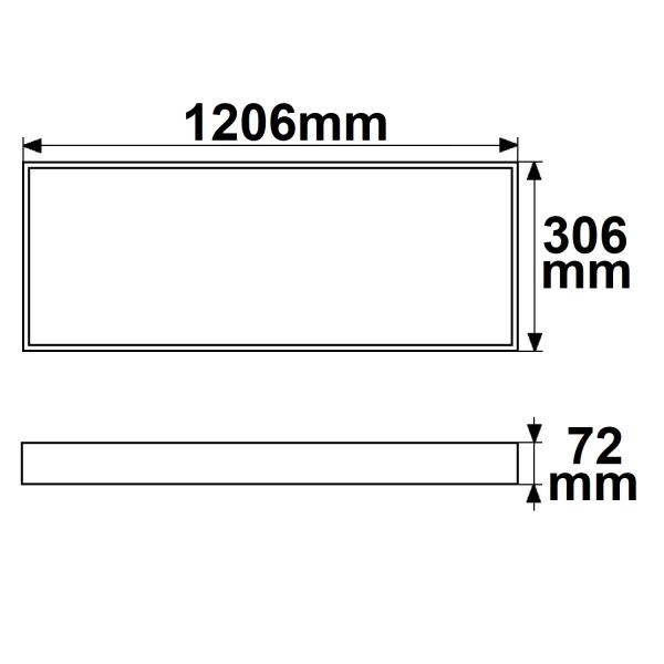 Aufbaurahmen weiß RAL 9016, Höhe 7cm, für LED Panels 300x1200, steckbare Schnellmontage