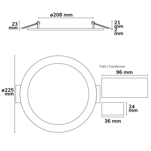 LED Downlight, 18W, rund, ultraflach, blendungsreduziert, weiß, neutralweiß, CRI90