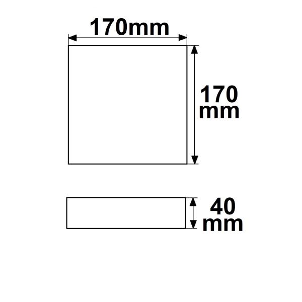LED Deckenleuchte PRO schwarz, 15W, eckig, 170x170mm, ColorSwitch 2700|3000|4000K, dimmbar