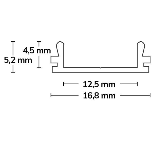 LED Aufbauprofil SURF12 BORDERLESS FLAT Aluminium eloxiert, 300cm
