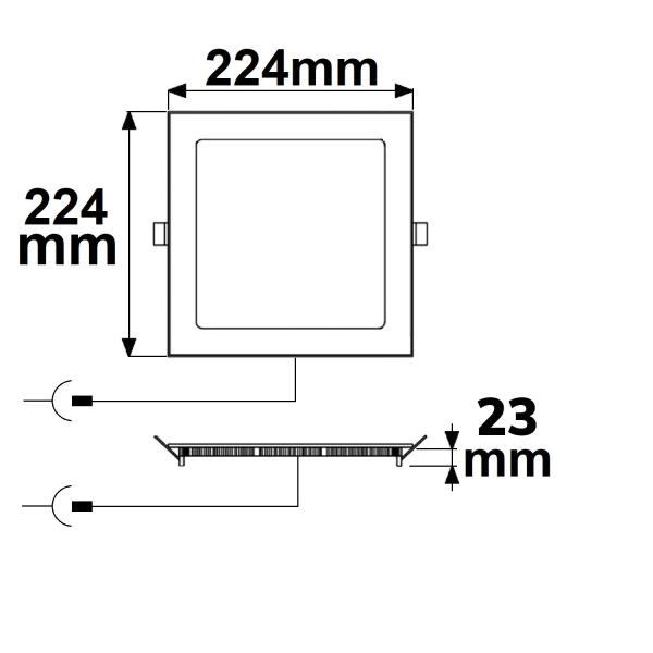 LED Downlight, 18W, eckig ultraflach weiß, 225x225mm, ColorSwitch 3000|3500|4000K, dimmbar