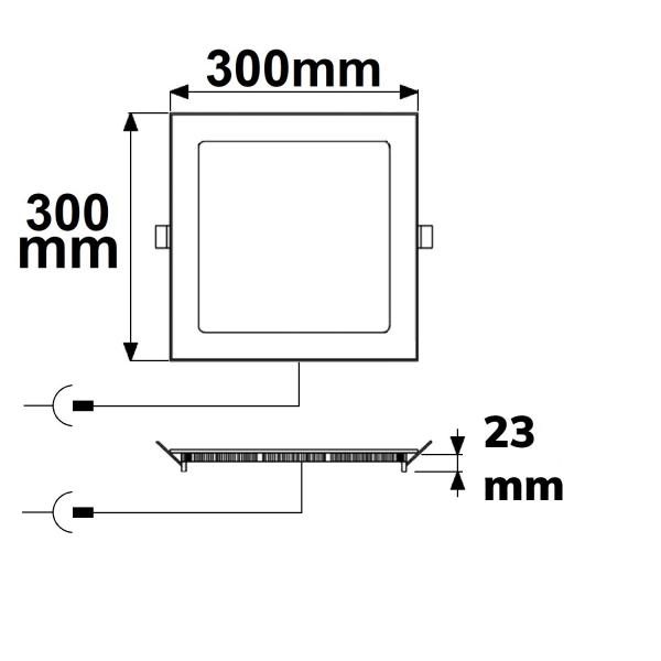 LED Downlight, 24W, eckig ultraflach weiß, 300x300mm, ColorSwitch 3000|3500|4000K, dimmbar