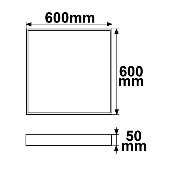 Aufbaurahmen weiß RAL 9016, Höhe 5cm, für LED Panels 600x600, steckbare Schnellmontage