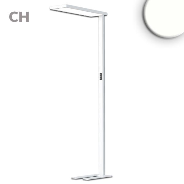 LED Office Pro Stehleuchte Up&Down, 80W+20W, silber, UGR<19, neutralweiß, Touch-Dimm, CH-Stecker