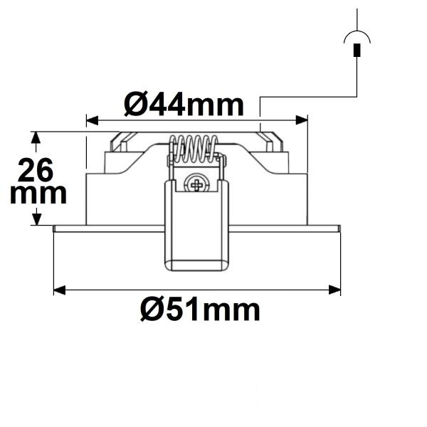 LED Einbauleuchte MiniAMP weiß, 3W, 12V DC, warmweiß, dimmbar, 100cm Kabel