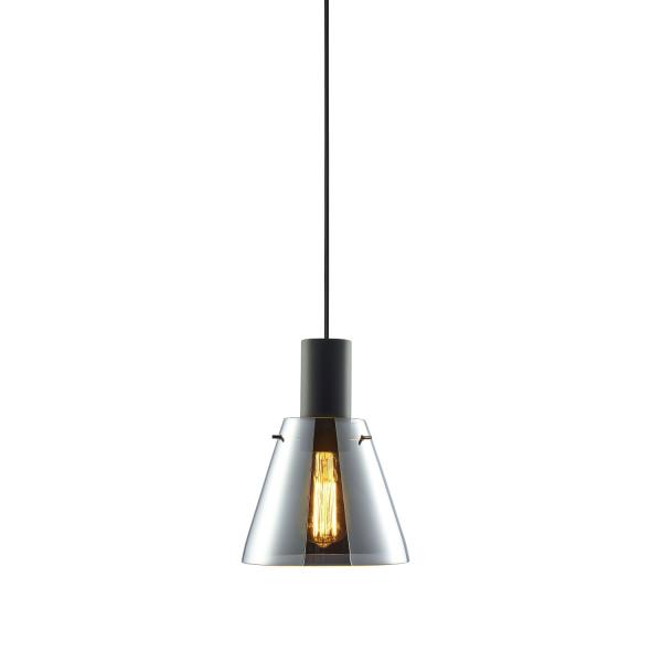 Pendelleuchte, black concave Glas, E27, 20cm, 50-300cm, exkl. Leuchtmittel, exkl. Baldachin
