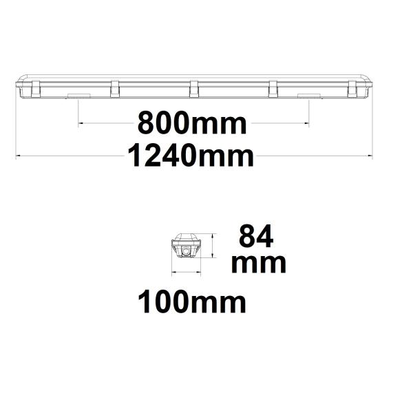 LED Wannenleuchte 120cm, IP65, PowerSwitch 22-40W, 4000K