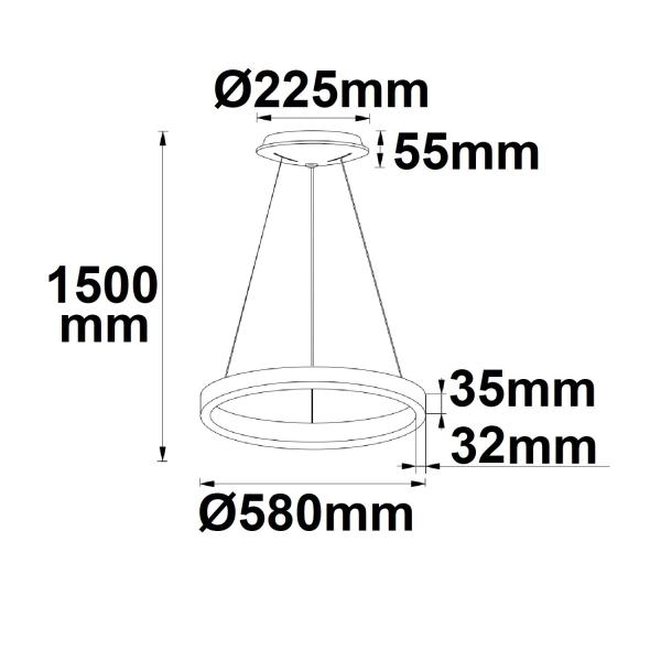 LED Hängeleuchte Orbit 580, weiß, 48W, rund, ColorSwitch 3000|3500|4000K, dimmbar