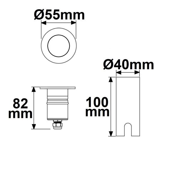 LED Bodeneinbaustrahler, rund 55mm, Edelstahl, 12-24V, IP67, 3W, 10°, neutralweiß
