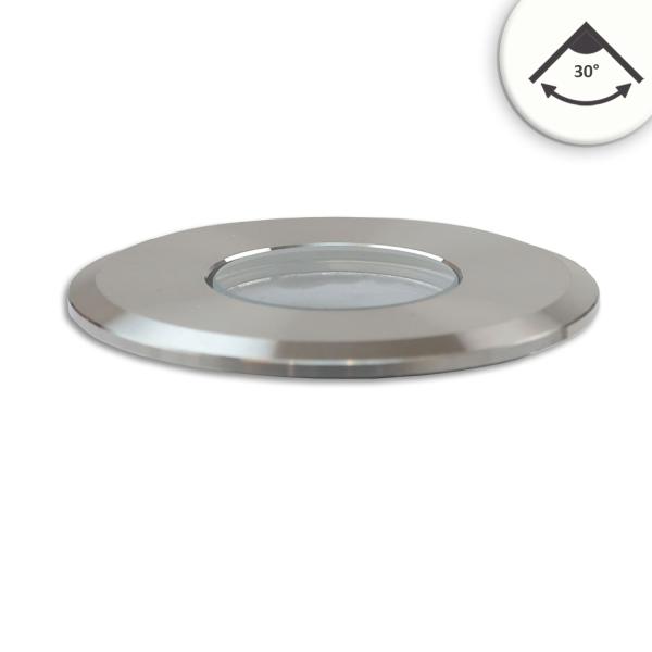 LED Bodeneinbaustrahler, rund 55mm, Edelstahl, 12-24V, IP67, 3W, 30°, neutralweiß