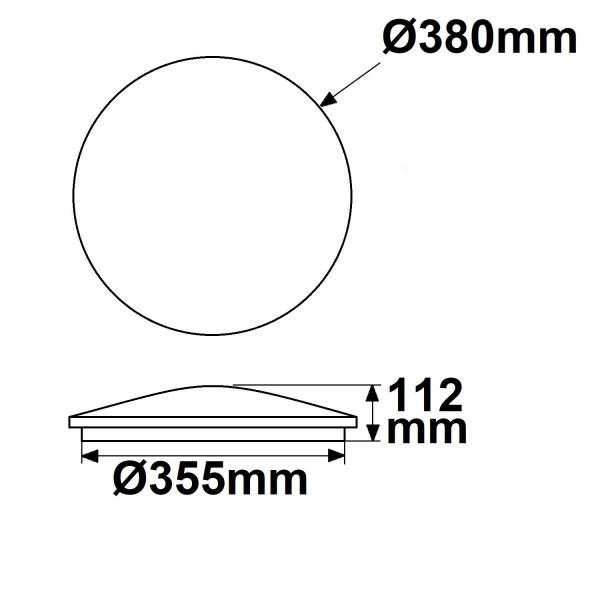 LED Decken/Wandleuchte weiß, rund, 24W, DN380, IP54, warmweiß