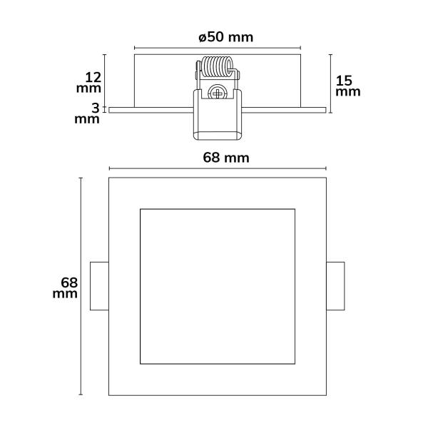 LED Möbeleinbaustrahler, Alu gebürstet, eckig, 3W|3W, 24V DC, 3pol. weißdynamisch 1900-5000K dim.