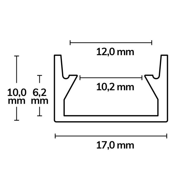 LED Montageprofil GROUND-IN10, begehbar, Alu eloxiert L: 200cm