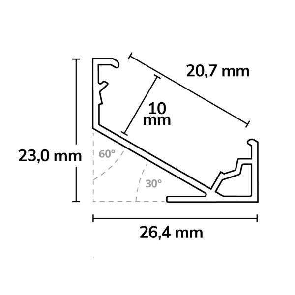 LED Eckprofil CORNER18 Aluminium schwarz RAL9005, 200cm