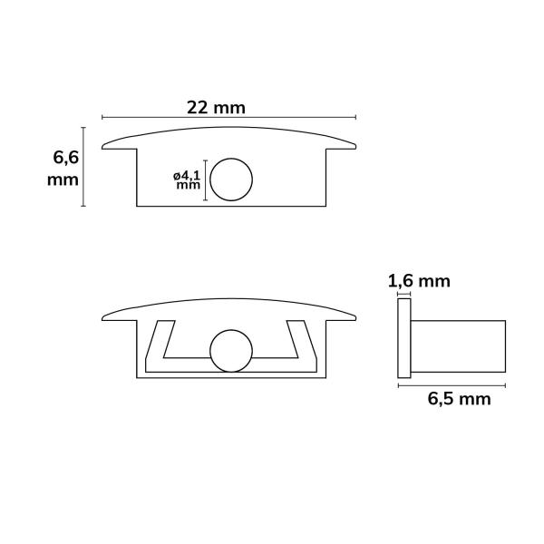 Endkappe EC229 für Profil MINI-EB V2, grau, gerade, 1 STK