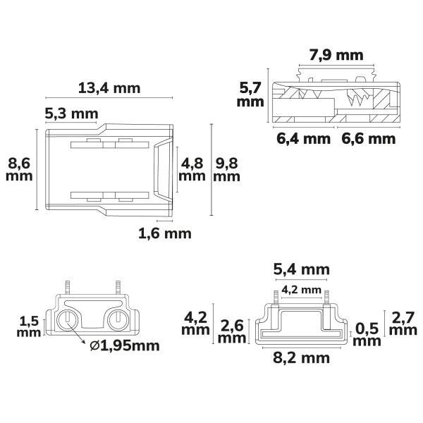 Kontakt-Kabelanschluss (max. 4A/0,5qmm) K2-28 für 2-pol. IP20 Flexstripes mit Breite 8mm