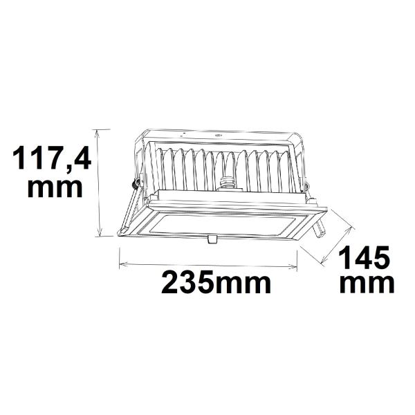 LED Shop-Downlight Box, 32W, ausschwenkbar, weiß, ColorSwitch 3000|4000|6000K, dimmbar