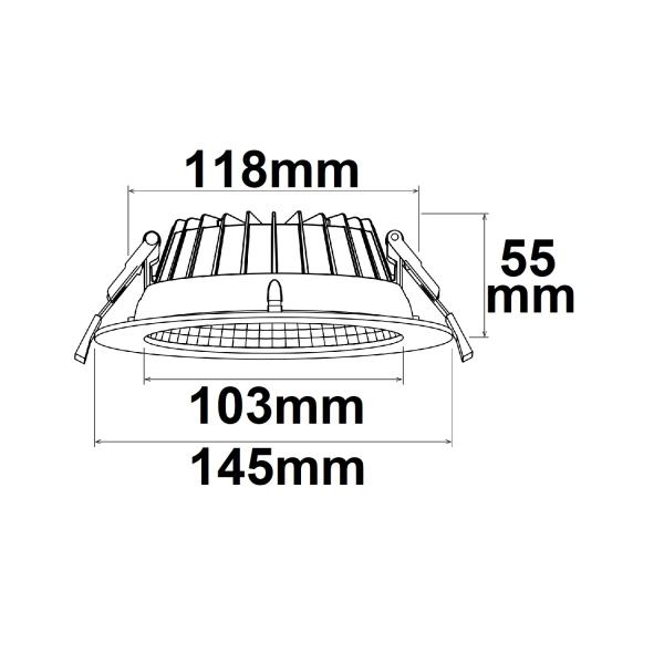 LED Downlight Reflektor 9W, 60°, 150lm/W, UGR<19, ColorSwitch 3000|4000|6000K, dimmbar