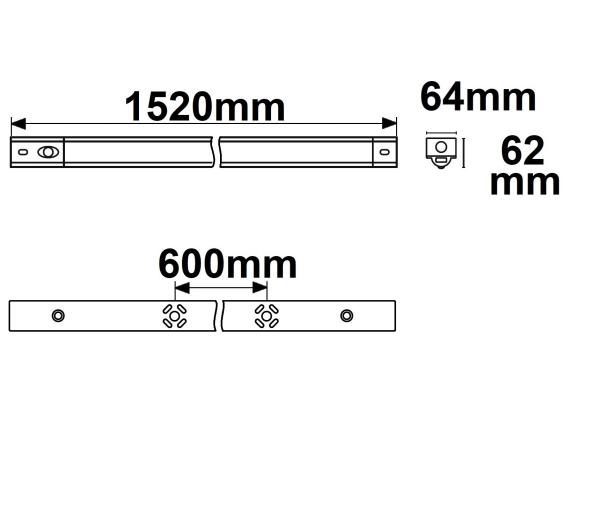LED Balkenleuchte 150cm, IP42, PowerSwitch 22|27|32|37W, 150 lm/W, ColorSwitch 3000|4000|6000K