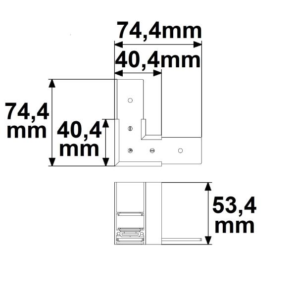 Track48 Eckschiene 90° horizontal für Aufbauschiene, schwarz, nicht stromführend