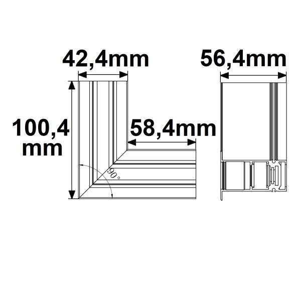 Track48 Eckschiene 90° horizontal für Einbauschiene, schwarz, nicht stromführend