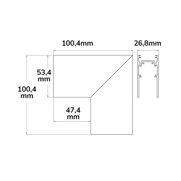 Track48 Eckschiene 90° vertikal für Aufbauschiene, schwarz, nicht stromführend