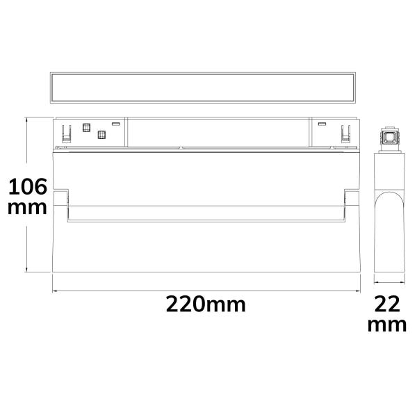 Track48 Linear-Schienenstrahler 22cm schwarz, 12W, 120°, UGR<19, 48V DC, 3000K, CRI90