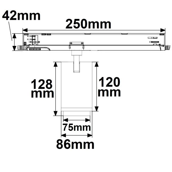 3-Phasen Schienenstrahler fokussierbar, 42W, 20°-70°, schwarz matt, 3000K, CRI92, dimmbar