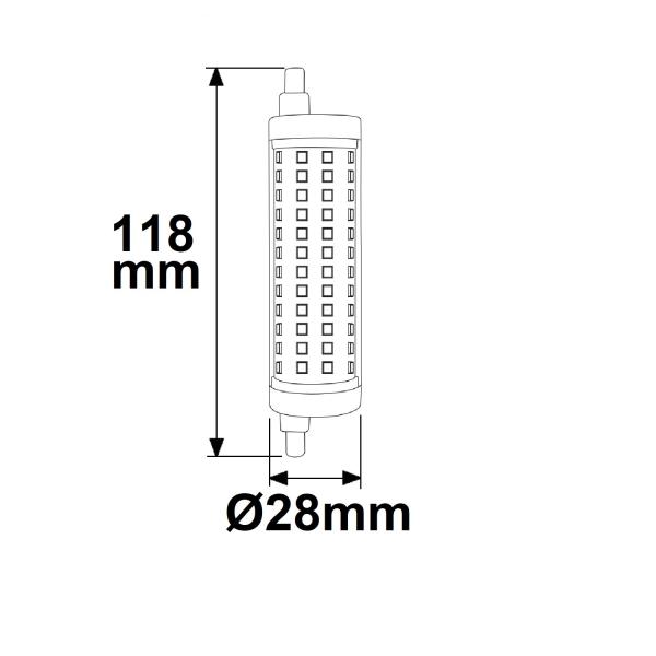 R7s LED Stab, 14W, L: 118mm, warmweiß, dimmbar