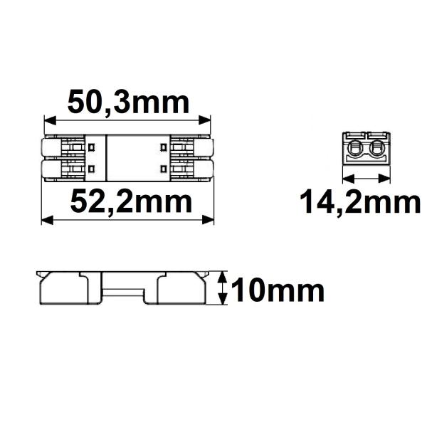 Durchgang Steckverbinder 2-polig, 0,5-2,5mm², max. 250V/10A