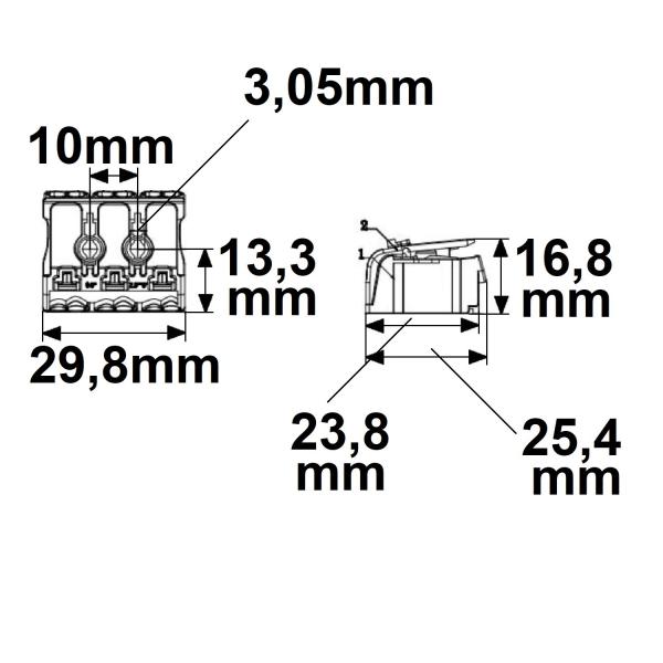 Anschlussklemme 2x3-polig, 0,5-2,5mm², max. 450V/16A