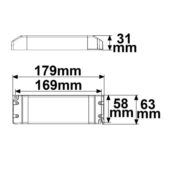 LED Trafo 48V/DC, 0-150W, SELV, flach