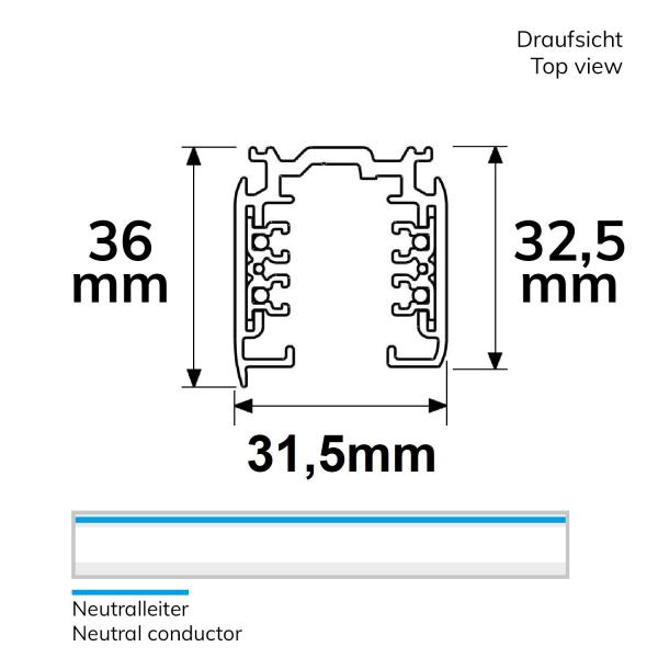 3-Phasen DALI Aufbauschiene 3m, weiß