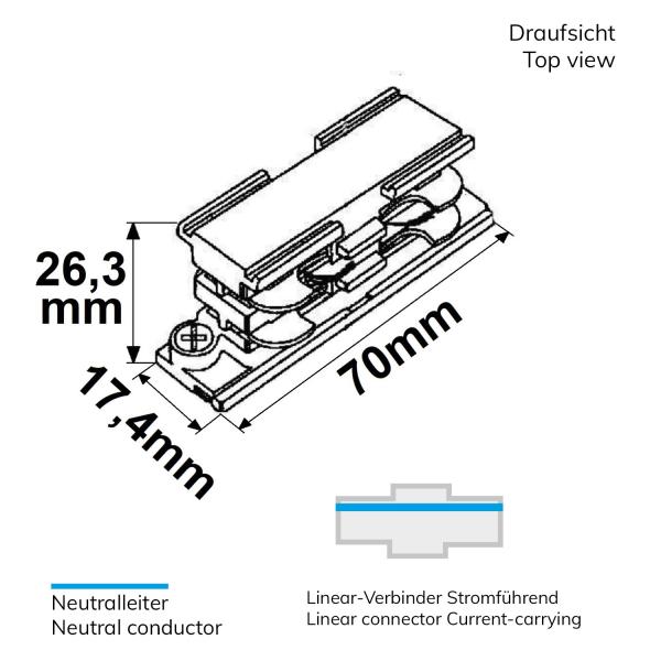 3-Phasen DALI Schiene Linearverbinder, stromführend, schwarz