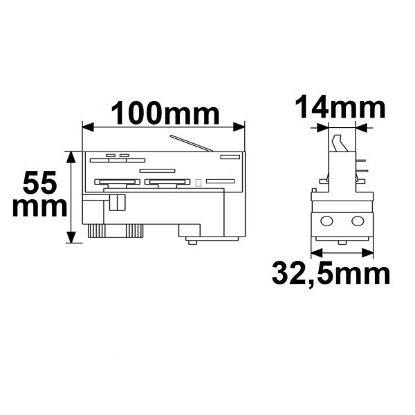 3-Phasen DALI Schiene Universaladapter, schwarz