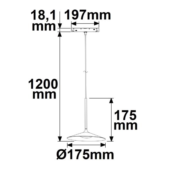 Track48 Hängeleuchte Shade 5,5W, 120°, 48V DC, schwarz, 3000K, DALI dimmbar