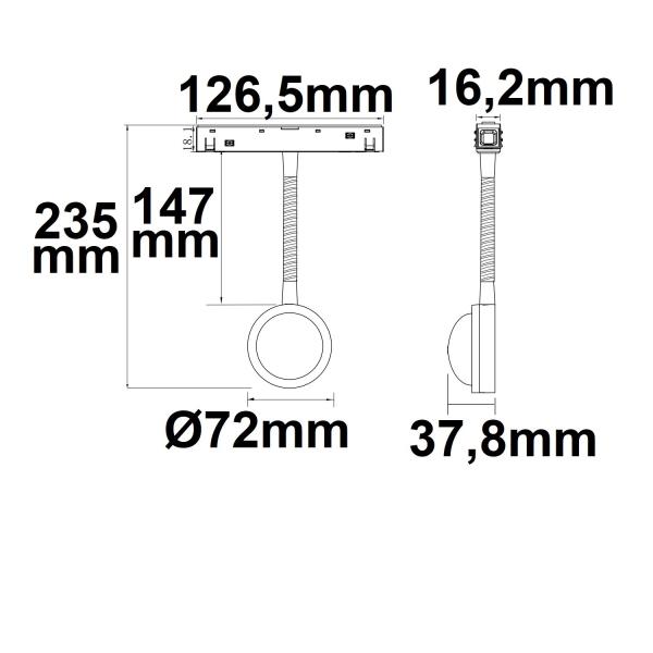 Track48 Leuchte Sunglow flexible schwarz 5,5W, 160°, 48V DC, 2000K