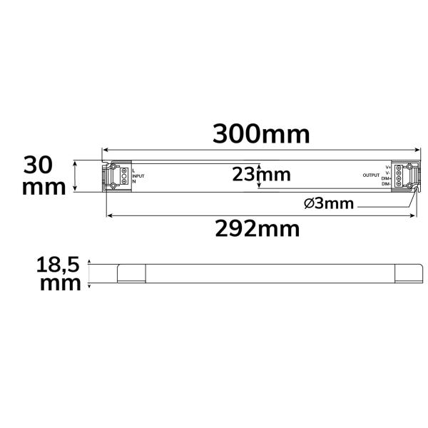 LED PWM-Trafo 24V/DC, 0-60W, dimmbar, SELV, ultraflach, ultraschmal