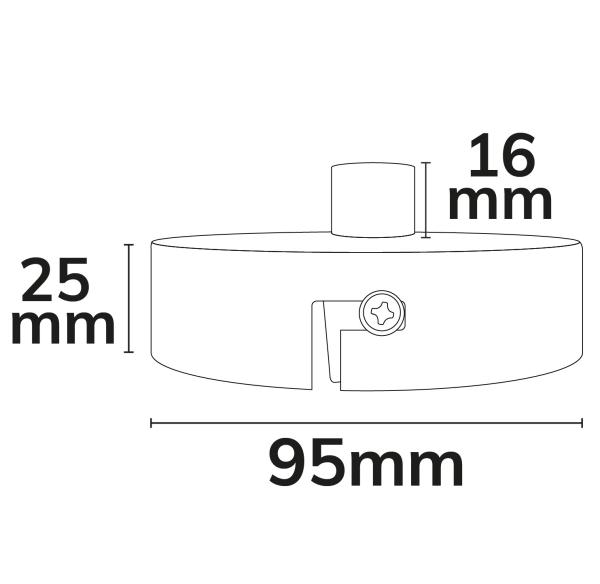 Deckenbaldachin rund, schwarz, für Kabel mit bis zu max. 9,8mm Manteldurchm.