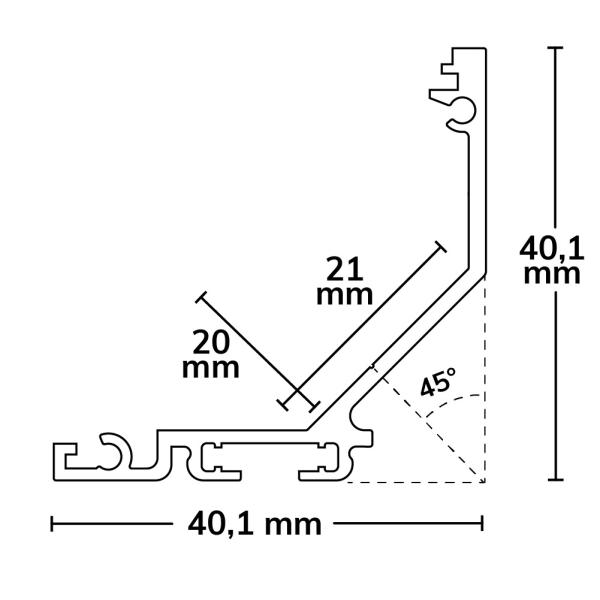 LED Eckprofil CORNER20 V3, Aluminium eloxiert, 200cm