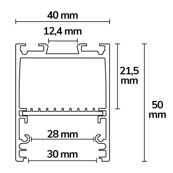 LED Leuchtenprofil LAMP30 V2 Aluminium silber pulverbeschichtet, 200cm