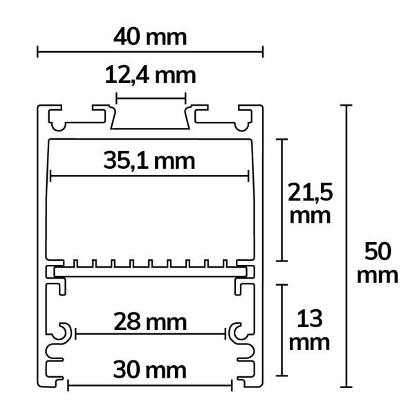 LED Leuchtenprofil LAMP30 V2 Aluminium weiß RAL 9003 200cm