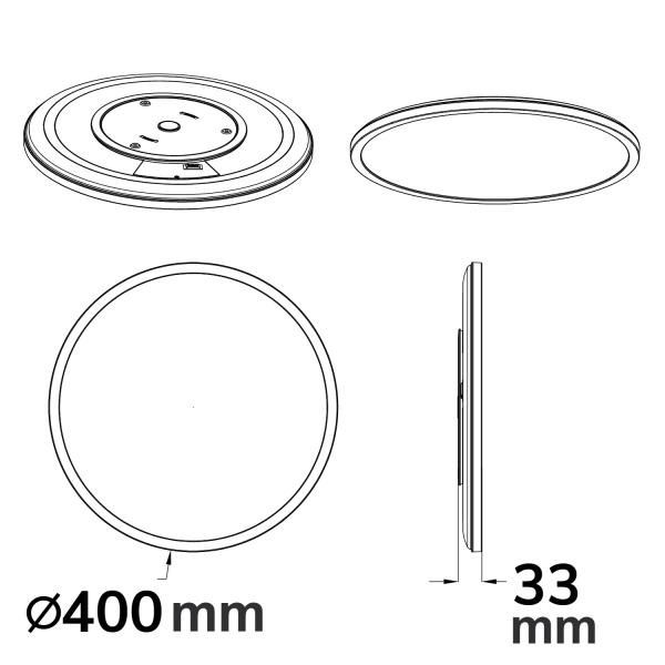 LED Deckenleuchte Slim400 PRO, 25W, weiß, rund, IP44, DN400, 3000|4000|5000K, Up&Down